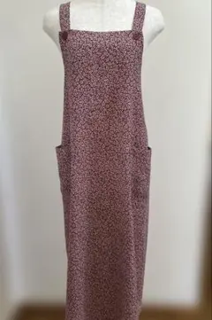 小花柄エンジ色　エプロン　SHERIDAN