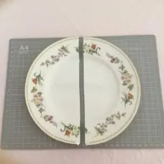 花柄陶磁器プレート（割れあり）ウェッジウッドケーキ、お皿DIYに￼