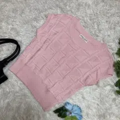 美品　madame hanai 半袖サマーニット　ピンク　コットン　レーヨン　S