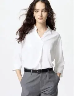 【UNIQLO】レーヨンスキッパーブラウス/7分袖
