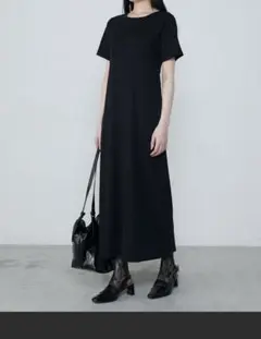 カップ付カットリブ半袖ワンピース