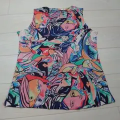 カラフルアートプリントタンクトップ
