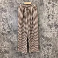 ✨アースミュージックアンドエコロジー✨ギンガムチェックワイドパンツ♡黄緑色(F
