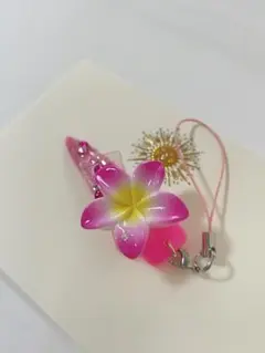 ネイルキーホルダー ピンク ハワイアン ギャル