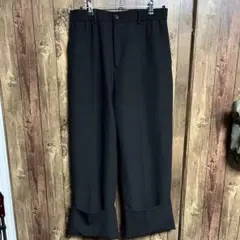 ZARA 黒 スラックス 折り返し裾　ストレートパンツ ワイドパンツ
