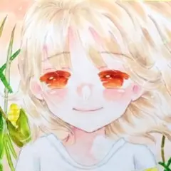 手描きイラスト(とうもろこし畑と夕焼け)