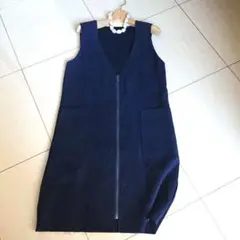 ANAYI アナイ ロングジレ スエードニット ベスト ネイビー