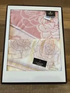 LANVIN☆新品☆バラ柄ハンカチ2枚セット☆ピンク☆ランバン☆タオルハンカチ