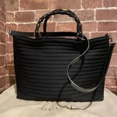 【中古】GUCCI グッチ バンブーバッグ ブラック