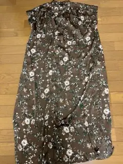 OZOC花柄ロングスカート ブラウン