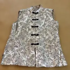 男女兼用チャイニーズスタイル 刺繍ベスト 金色ジレ