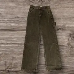 美品 ノーブランド デニムストレートパンツ ブラック L カーゴパンツ 無地