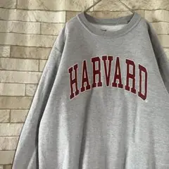 スウェット センタープリントHARVARD 裏起毛 グレー L