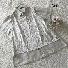 Defe 半袖シャツ M- L ベージュ レース装飾 レーヨンポリ綿 可愛い