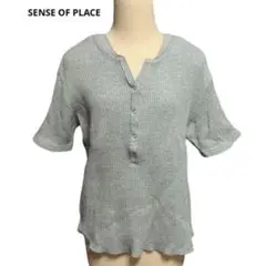 SENSE OF PLACE ワッフルビッグTシャツ　グレー　トップス　2Way