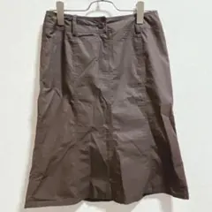 ニコル　膝丈スカート　薄手　ブラウン　カジュアル　シンプル