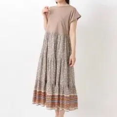 ⭐︎h.b⭐︎カットソードッキングワンピース　ティアード　さらっとインド綿　フレンチ