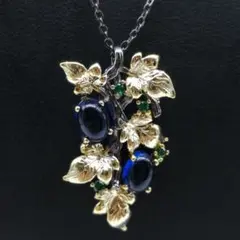 ■新品■ ブルー ジルコニア シルバー 925 ネックレス ゴールド ペンダント