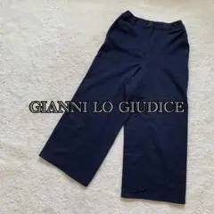GIANNI LO GIUDICE ダークブルー ワイドパンツ　ウエストゴム