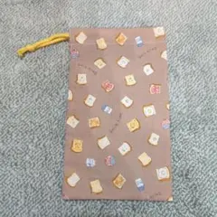 ハンドメイド　トースト柄の巾着袋/カトラリー袋/箸袋