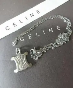 【正規 美品】CELINE リバーシブルマカダム柄トリオンフ/ネックレスチェーン