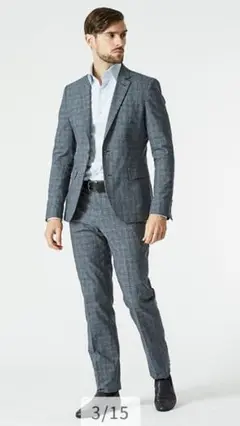 定価11万円 EPOCA UOMO グレンチェックセットアップ 46 グレー