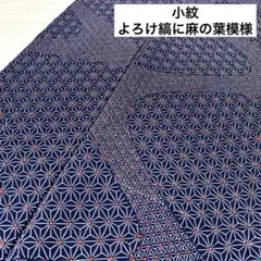 小紋 よろけ縞に麻の葉模様 着物 正絹 袷 広衿 RK-3091