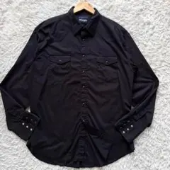 Wrangler ラングラー　ウエスタン　長袖　シャツ ブラック　黒　無地