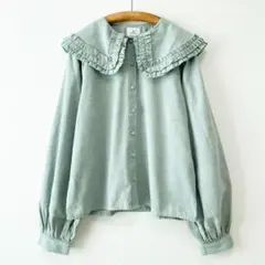 美品 merry jenny フリルカラーパフスリーブブラウス ビッグカラー