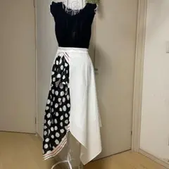 cryロングスカート　変形スカート　ランダム　ヘムライン　日本製　スカーフ