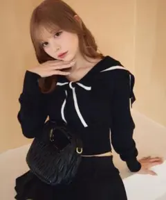 TITTY&CO.　ティティアンドコー　セーラーカラーニット　ブラック　黒