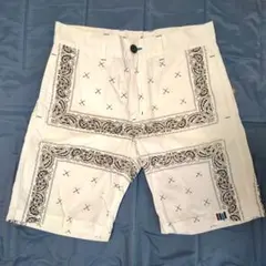 【美品】OVNOX　バンダナ柄　ハーフパンツ　ホワイト　S オブノックス