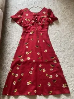 レトロ風ワンピース 花柄＆小鳥柄　Mサイズ