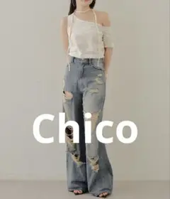 Chico チョーカー付ワンショルピグメントT セール　新品　Tシャツ　ホワイト