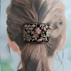 インド刺繍花柄ポニーフック