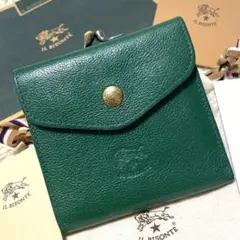 新品保管品✨ IL BISONTE イルビゾンテ 二つ折り財布 がま口 緑レザー