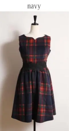 tocco closet チェックワンピース ネイビー