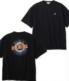 【新品】KANGOL　メンズ　ロゴ刺繍　バックプリント　Tシャツ　ブラック　M