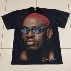 限定セールXL★デニス・ロッドマン★フェード加工Tシャツ黒①★シカゴブルズ