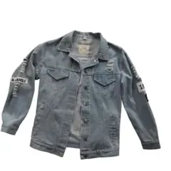 DAP ダップ　デニムジャケット　美品　ダメージ加工　　バックプリント　Ｓサイズ