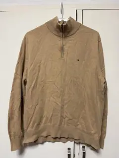 TOMMY HILFIGER ベージュ ハーフジップニット L