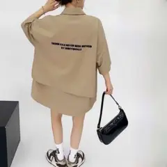 addmore オーバーサイズハーフスリーブシャツ