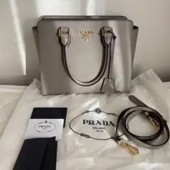 PRADA プラダ サフィアーノ バッグ 皮 グレー PRADA