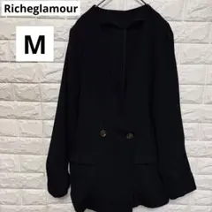 Richeglamour ブラックノーカラーダブルボタンジャケット M