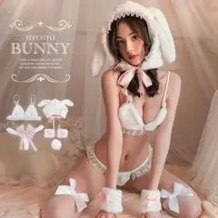 5点セット バニーガール コスプレ フリル ボア 可愛い うさぎコスプレ