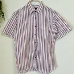 良品✨オンワード樫山 JOSEPH ABBOUD【M】ストライプ 半袖シャツ