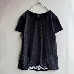 美品　エテルノベレッツァ レディース　ブラウス　Tシャツ　シフォン　ドット　黒