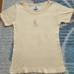 クリーム色 半袖 Tシャツ イラスト付き