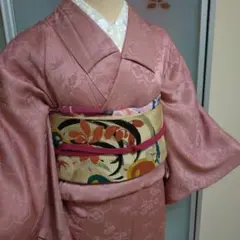 色無地着物 くすみピンク アンティーク