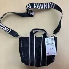 ZARA ブラック ナイロン ショルダーバッグ